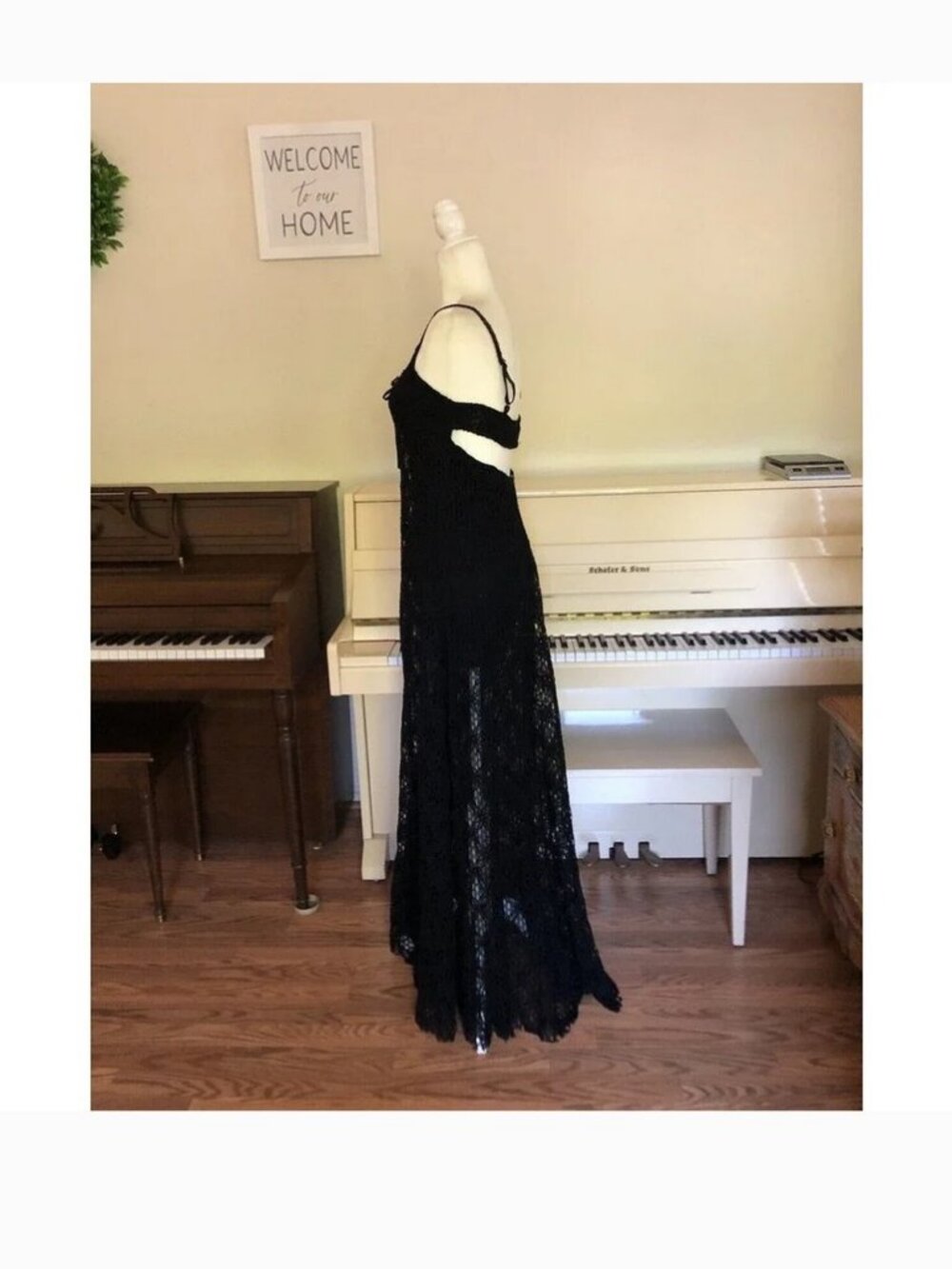 Free People Siren Black Lace Sheer Goth Witchy Cutout Maxi Dress - Picture 4 of 5